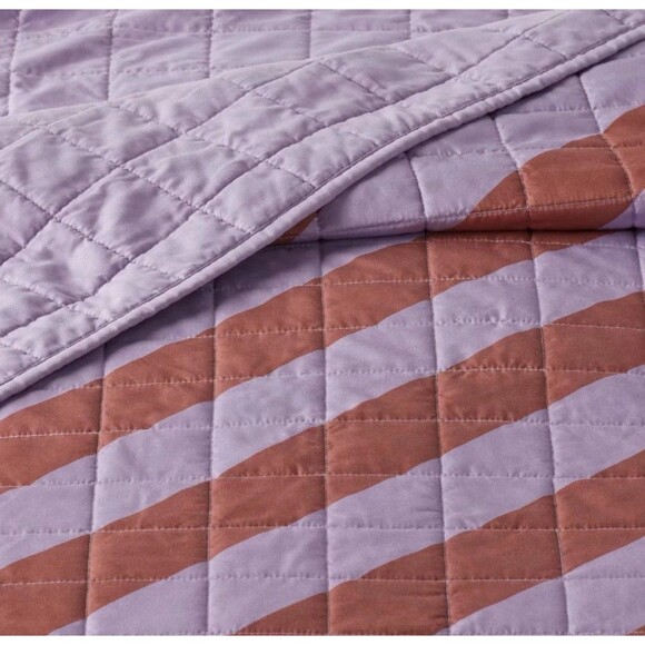 Twin Striped Kids' Quilt Purple/Brown - Box Stitch Microfiber - Pillowfort - Picture 3 of 8
